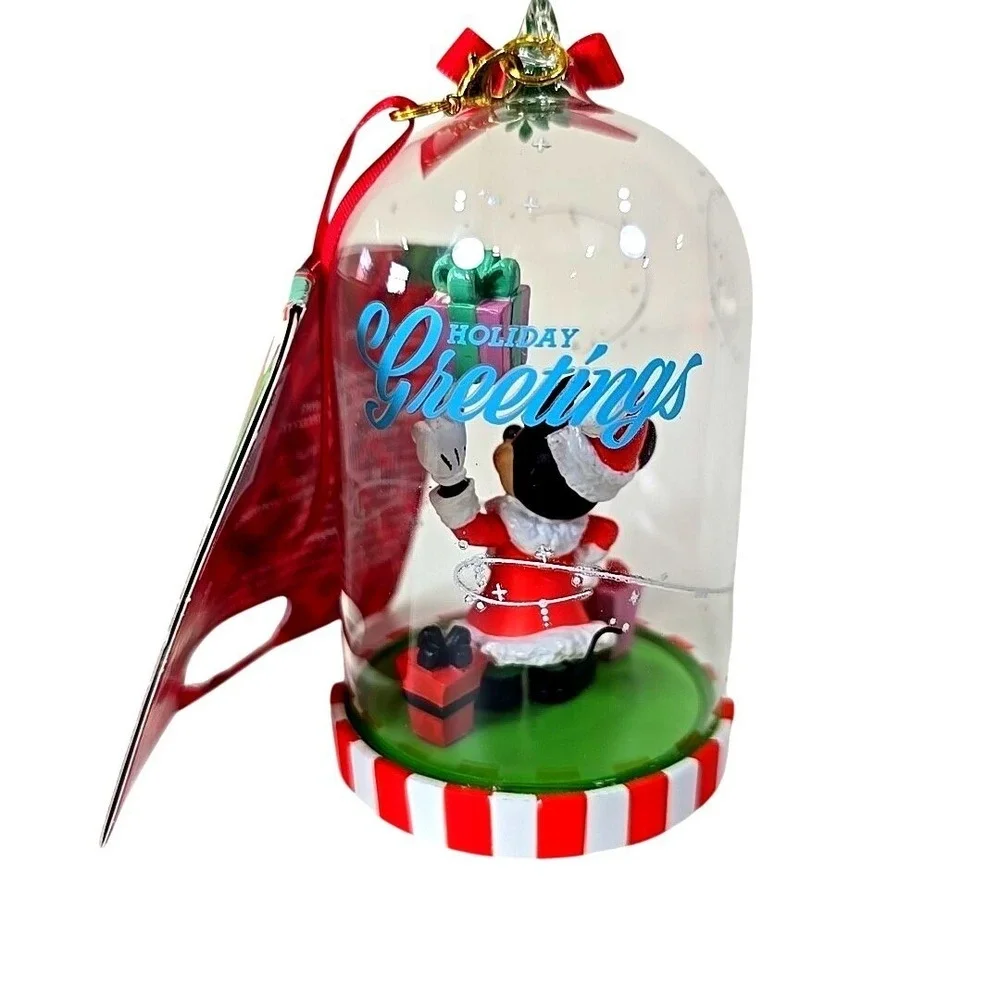 Disney Santa‎ Mickey Mouse Glass Dome Sketchbook Ornament - NWT